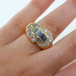 Bague jonc or jaune et diamants