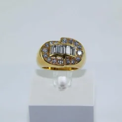 Bague jonc or jaune et diamants
