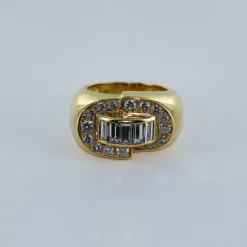 Bague jonc or jaune et diamants