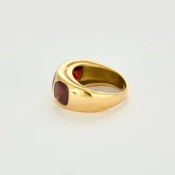 Bague jonc or jaune et grenat almandin