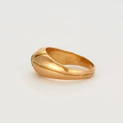 Bague jonc or jaune et gris diamant