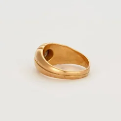 Bague jonc or jaune et gris diamant