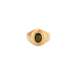 Bague jonc or jaune œil de tigre