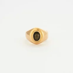 Bague jonc or jaune œil de tigre