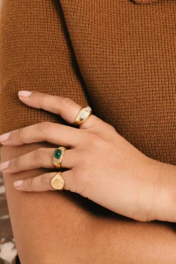 Bague Jonc or jaune, émeraude et diamants