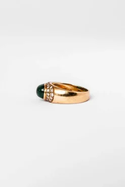 Bague Jonc or jaune, émeraude et diamants