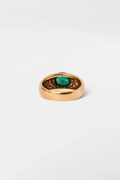 Bague Jonc or jaune, émeraude et diamants