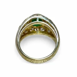 Bague jonc or jaune émeraudes diamants