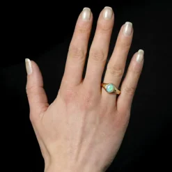 Bague jonc or jaune opale