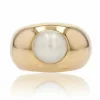 Bague jonc or jaune perle bouton
