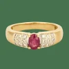 Bague jonc or jaune, rubis et diamants