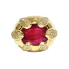 Bague jonc or jaune rubis et diamants