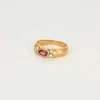 Bague jonc or jaune saphir rose diamants