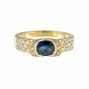 Bague Jonc Or jaune Saphir Diamants