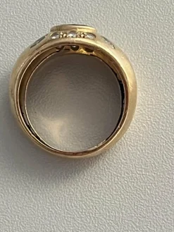 Bague Jonc Or Jaune Saphir Diamants