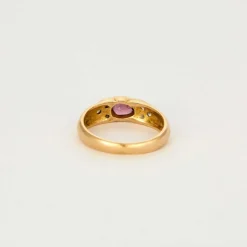 Bague jonc or jaune saphir rose diamants