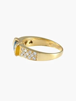 Bague Jonc Or jaune Saphir Diamants