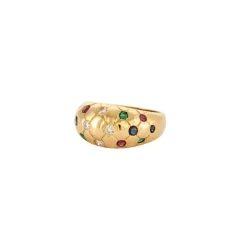 Bague jonc or multiples pierres
