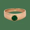 Bague jonc or rose et émeraude