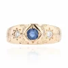 Bague jonc or rose saphir diamants