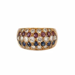BAGUE JONC OR, RUBIS & SAPHIRS