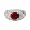 Bague jonc pavage diamant, rubis 1,78 carats.