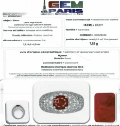 Bague jonc pavage diamant, rubis 1,78 carats.