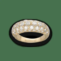 Bague jonc petit doigt en or jaune 18K avec 1,80 ct de diamants H-VS – Taille 46