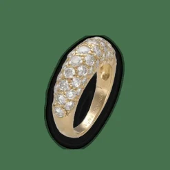 Bague jonc petit doigt en or jaune 18K avec 1,80 ct de diamants H-VS – Taille 46