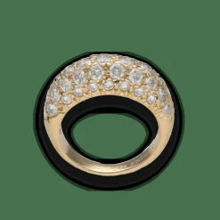 Bague jonc petit doigt en or jaune 18K avec 1,80 ct de diamants H-VS – Taille 46