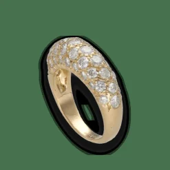 Bague jonc petit doigt en or jaune 18K avec 1,80 ct de diamants H-VS – Taille 46