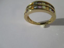 Bague jonc pierres fines multicolores or