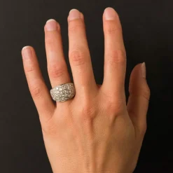 Bague jonc platine diamants