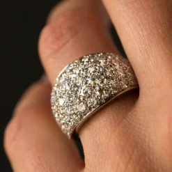 Bague jonc platine diamants