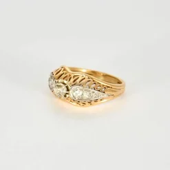 Bague Jonc Retro en or jaune et diamants