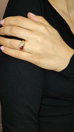 Bague jonc rubis et diamants