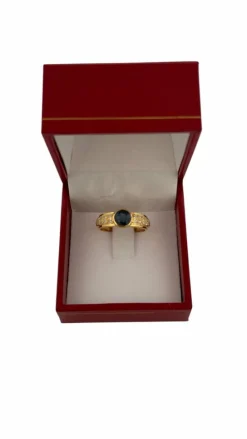 Bague jonc saphir ancien et diamants monture or jaune