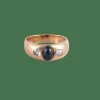 Bague Jonc Saphir cabochon Diamants