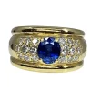 Bague jonc saphir diamants