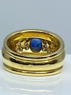 Bague jonc saphir diamants