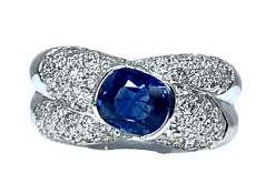 Bague jonc saphir et diamants