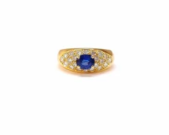Bague jonc saphir et diamants