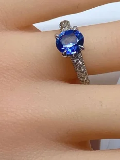 Bague jonc saphir et diamants