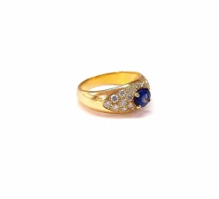 Bague jonc saphir et diamants