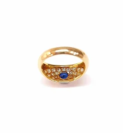 Bague jonc saphir et diamants