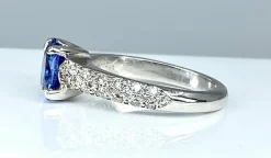 Bague jonc saphir et diamants