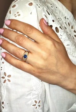 Bague jonc saphir et diamants