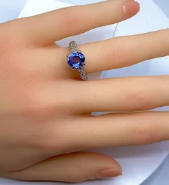 Bague jonc saphir et diamants