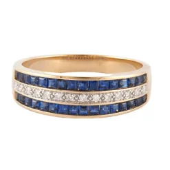 Bague Jonc saphirs, diamants