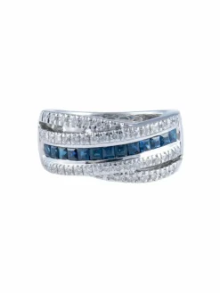 Bague Jonc Saphirs Diamants